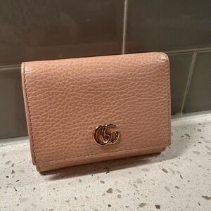 Gucci compact trifold wallet blush pink